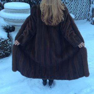 Mink coat with fox trim